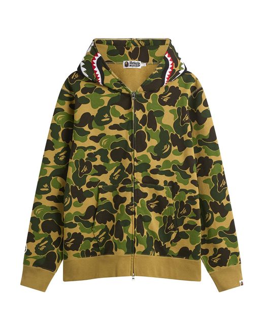 A Bathing Ape Green Abc Camo Shark Zip Hoodie for men