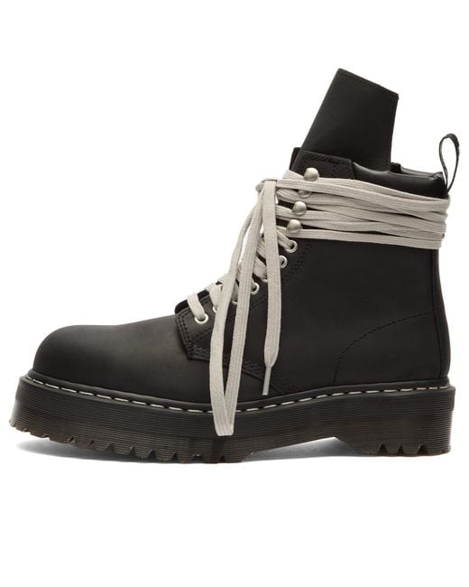 Rick Owens Black X Dr. Martens Quad Sole Steel Toe Boot