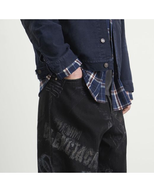 Balenciaga Blue Washed Crayon Baggy Trousers for men