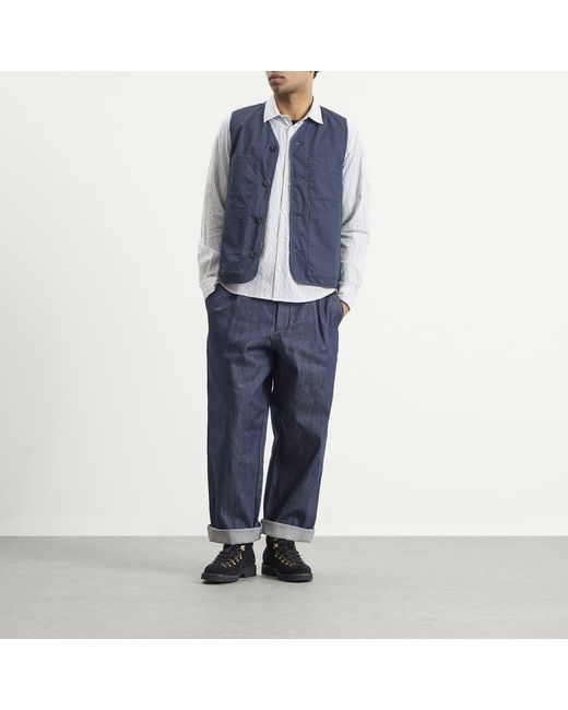 Universal Works Blue Recycled Poly Tech City Waistcoat for men