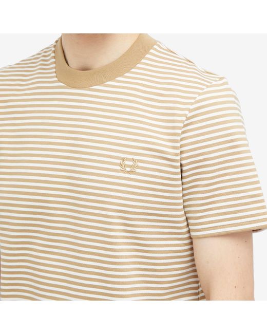 Fred Perry Natural Fine Stripe Heavyweight T-Shirt for men