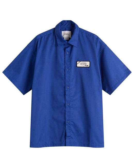 (w)taps Blue Logo Work Shirt for men