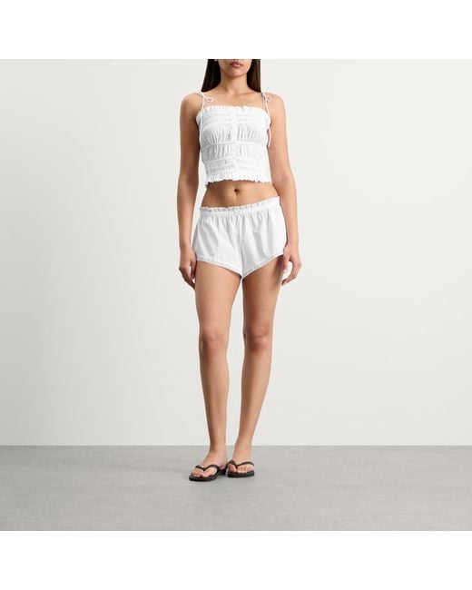 Skims White Garment Washed Poplin Ruffle Cami