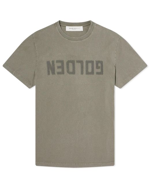 Golden Goose Deluxe Brand Gray Golden Distressed Logo T-Shirt for men