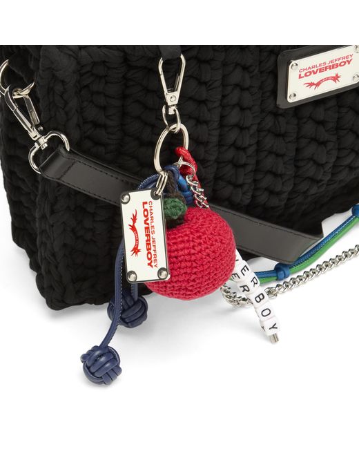 Charles Jeffrey Black Apple Charm Bucket Bag