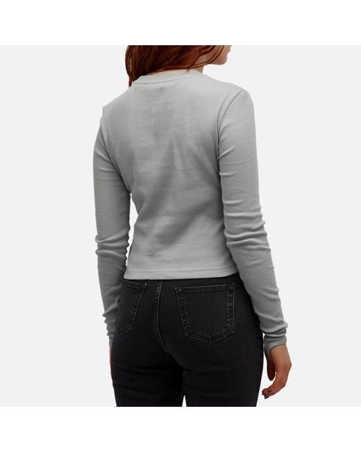 Daily Paper Gray Logo Rib Long Sleeve Top