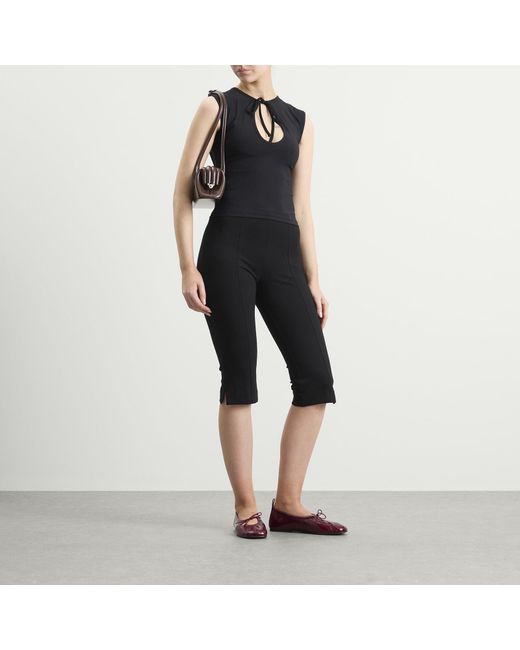 GOOD AMERICAN Black Soft Stretch Ponte Pull On Capris