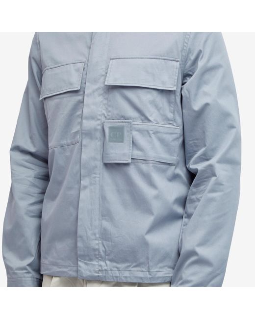 C P Company Blue Metropolis Gabardine Pockets Overshirt for men