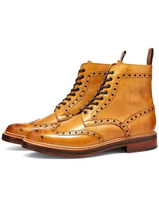 GRENSON Brown Fred Brogue Boot for men