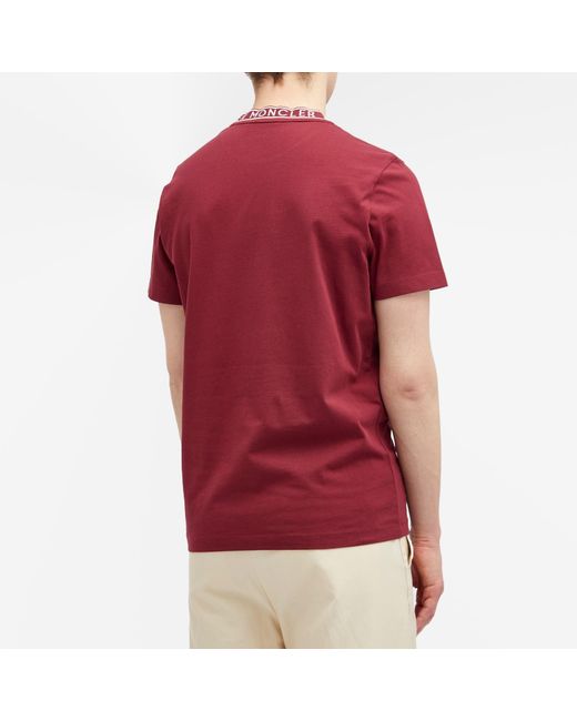 Moncler Red Collar Logo T-Shirt for men