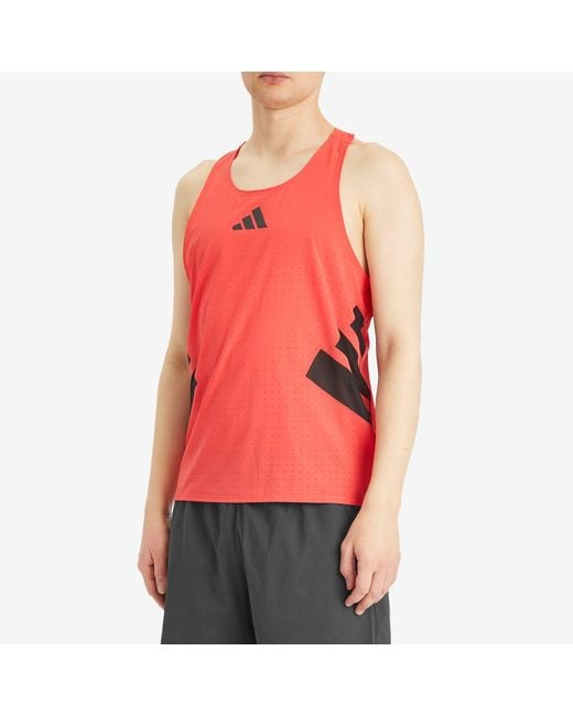 Adidas Originals Red Adidas Adizero Road To Records Tank Top for men