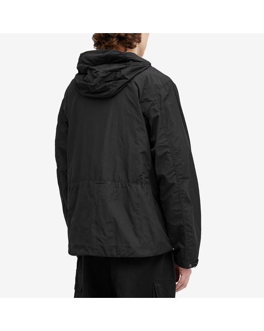 C P Company Black Flatt Nylon Reversible Hooded Jacket for men