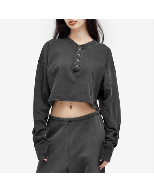Joah Brown Black Vintage Henley Long Sleeve Top