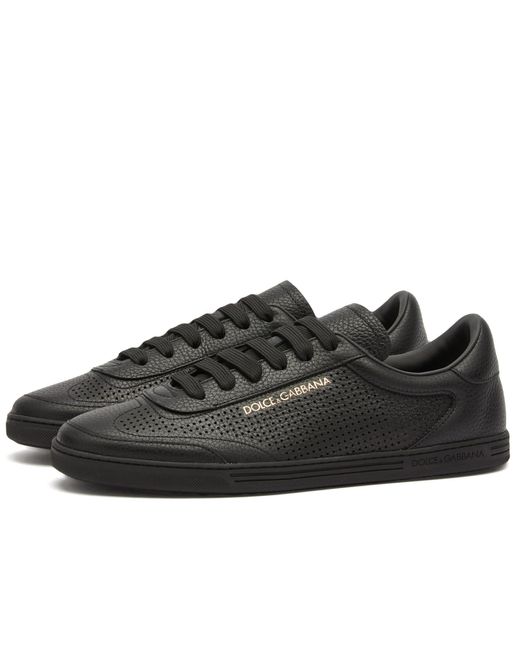 Dolce & Gabbana Black Saint Tropez Perforated Leather Sneakers for men