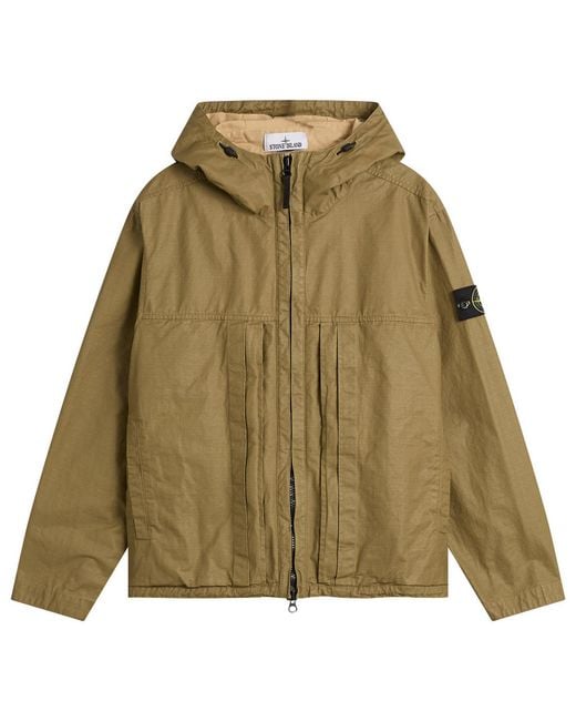 Stone Island Green Double Coated Cotton Ripstop Short Parka for men