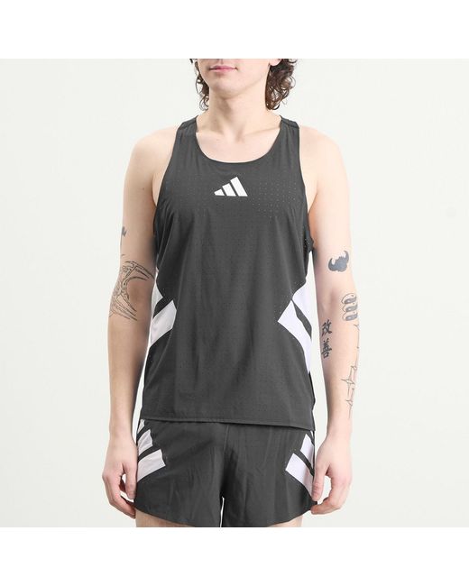 Adidas Originals Black Adidas Adizero Road To Records Tank Top for men