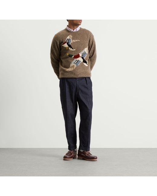 Beams Plus Brown Intarsia Duck Jumper for men
