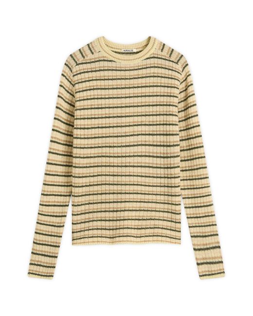 AURALEE Shetland Wool Cashmere Rib Knit P/O in Yellow for Men | Lyst