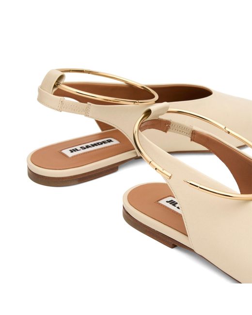 Jil Sander Metallic Pointed Sling Back Shoes