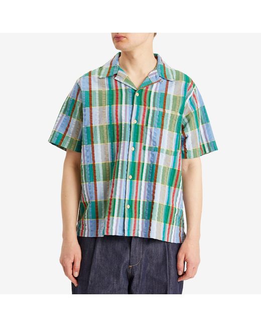 Folk Blue Relaxed Soft Collar Vacation Shirt for men