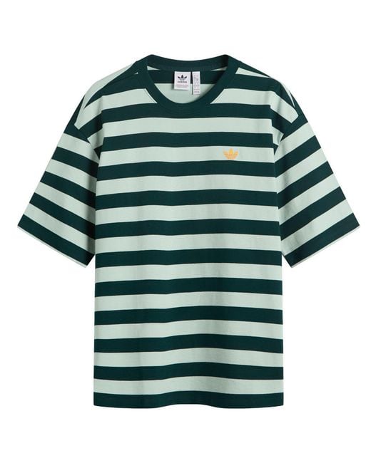Adidas Green Striped Ss T-Shirt