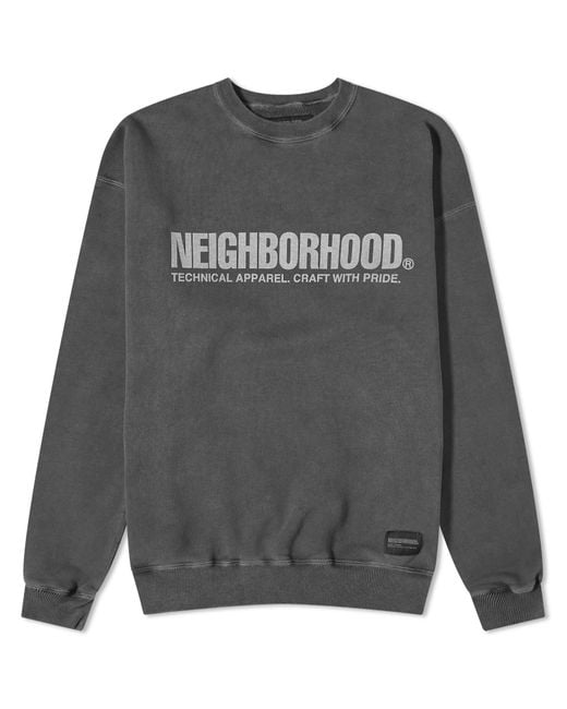 Neighborhood Gray Pigment Dyed Crew Sweater for men