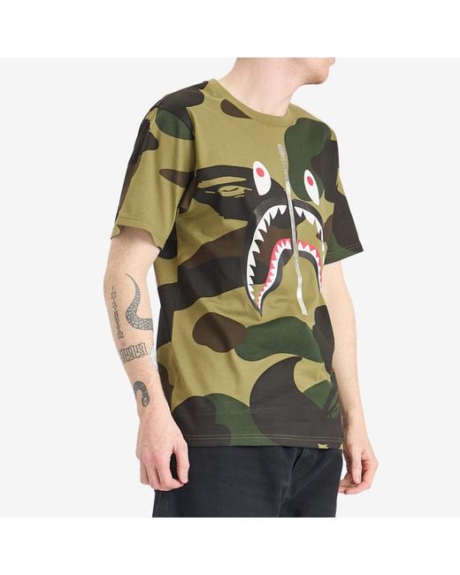 A Bathing Ape Green Giant 1St Camo Shark T-Shirt for men
