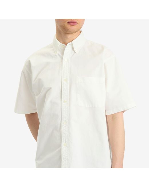 Beams Plus White Easy Bd Half Sleeve Shirt for men