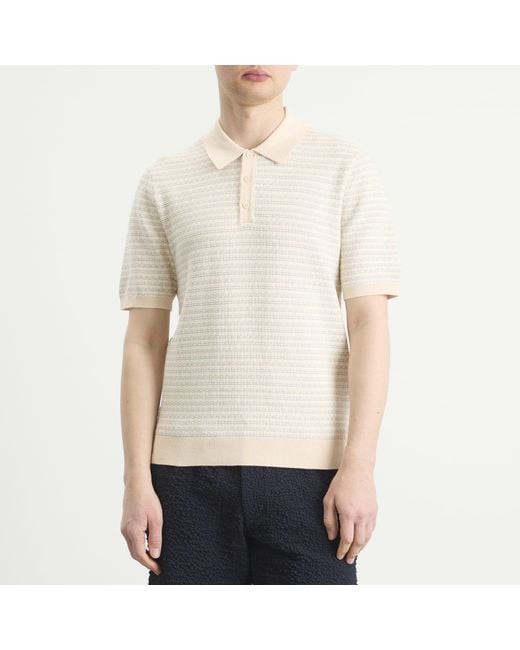 Wax London Natural Naples Mini Geo Knit Polo for men