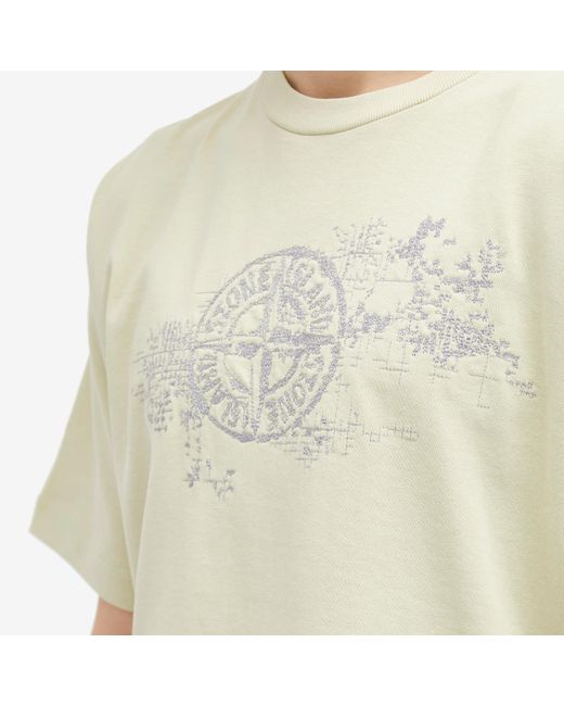 Stone Island Natural Camo Three Badge Print T-Shirt for men