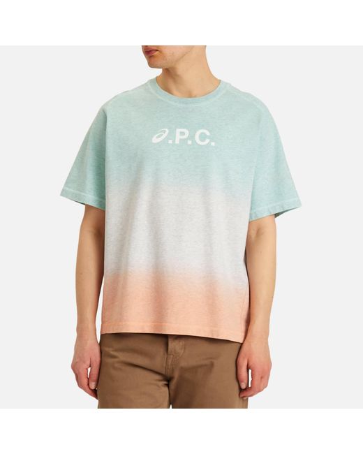 A.P.C. Blue X Asics Wind Logo Dip Dye T-Shirt for men