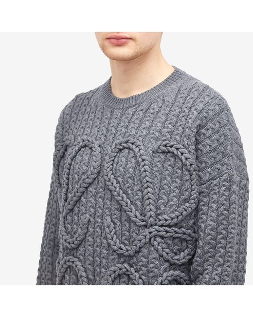 Loewe Gray Anagram Cable-knit Wool Jumper for men