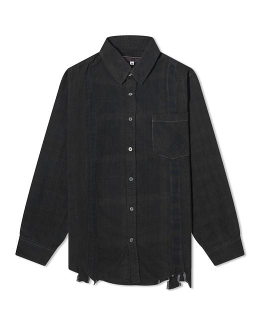 Needles Black Rebuild 7 Cuts Over Dyed Flannel Shirt for men