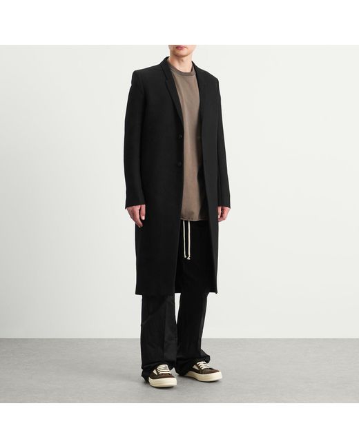 Rick Owens Black Concordian Wool Coat for men