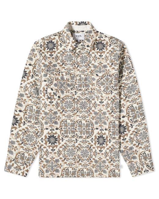 Wax London Brown Whiting Mosaic Quilt Overshirt for men