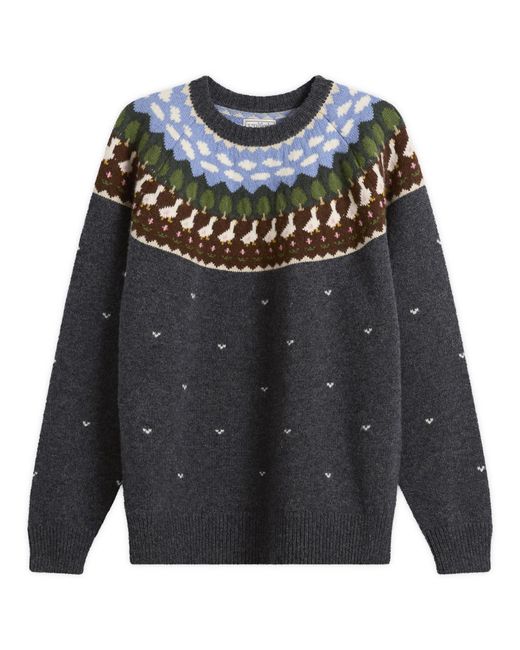 Unlikely Dry Goods Black Fair Isle Duck Knit Sweater for men