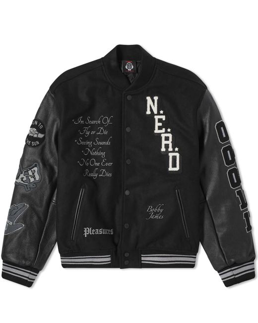 Pleasures Black X N.E.R.D Varsity Jacket for men