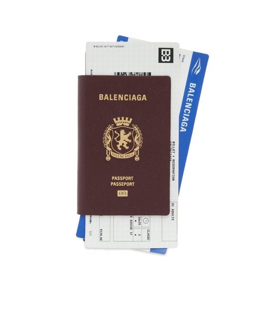 Balenciaga Brown Passport Zip Wallet for men