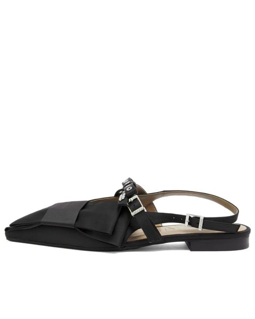 Ganni Black Big Bow Slingback Ballerina