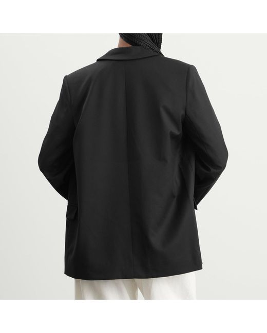 Ganni Black Calendered Wool Blazer