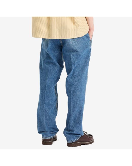 Forét Blue Clay Creased Denim Trousers for men