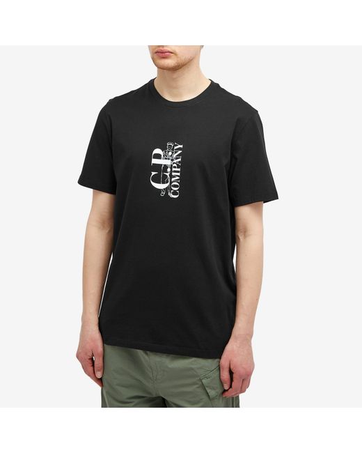 C P Company Black Sailor Logo T-Shirt for men