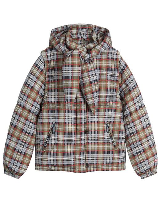 Damson Madder Gray Pearl Tartan Check Puffer Jacket