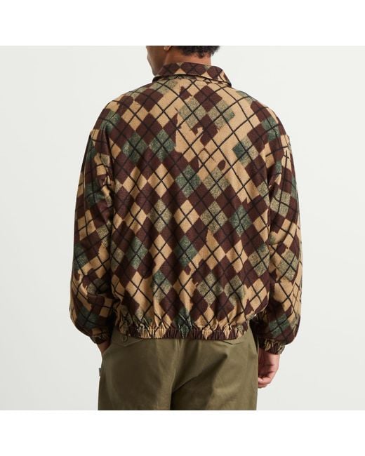 Nomarythm Textile Brown Argyle Zip Jacket for men