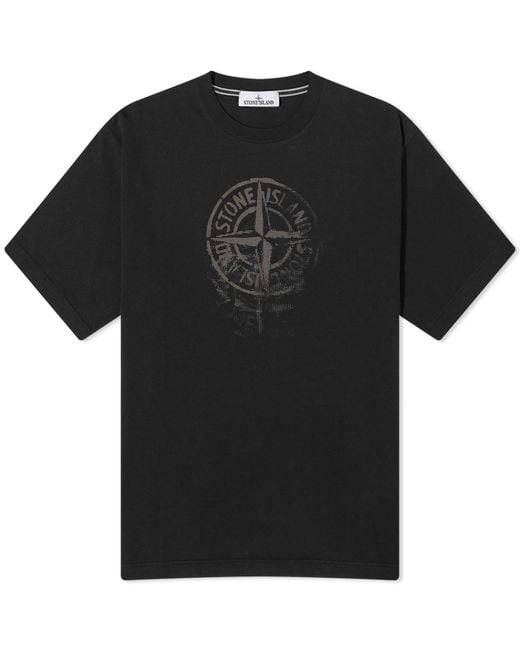 Stone Island Black Reflective One Badge Print T-Shirt for men