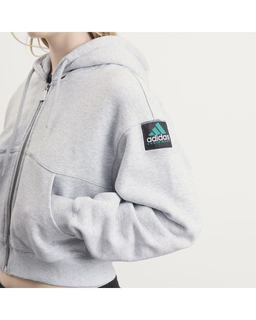 Adidas Gray Eqt Cropped Hoodie