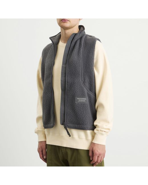 Pas Normal Studios Gray Off-Race Pile Fleece Vest for men