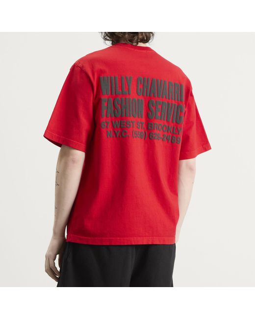Willy Chavarria Red Fashion Services Standard T-Shirt for men