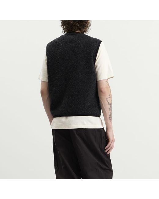 Universal Works Black Bouclet Fleece Lancaster Gilet for men