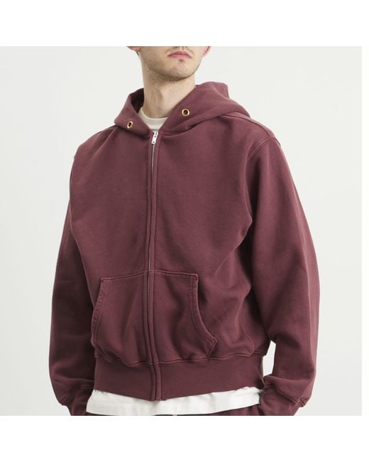 Les Tien Purple Heavyweight Zip Hoodie for men
